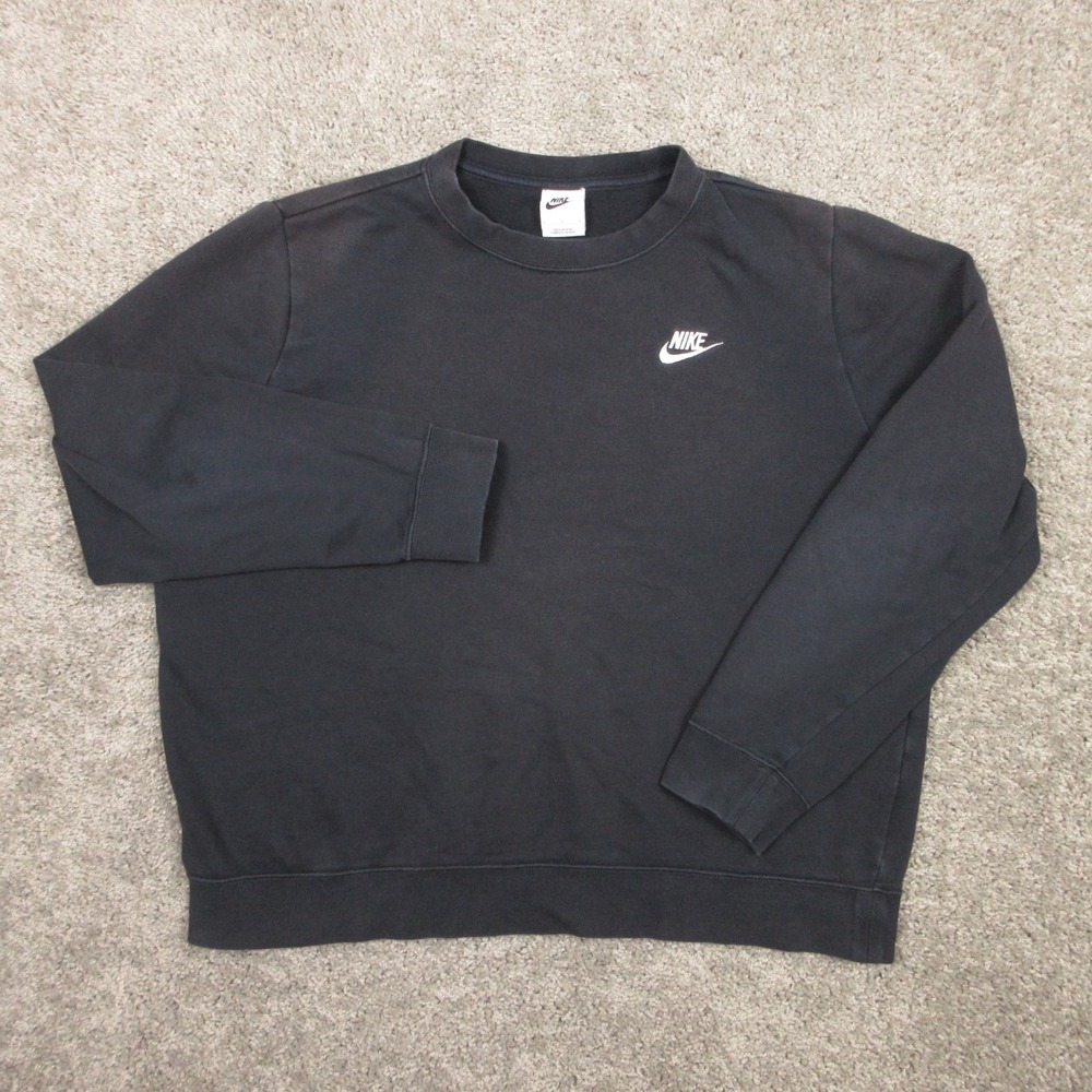 Nike Sweater Womens Large Black Faded Sportswear Club Fleece Crewneck Sweatshirt